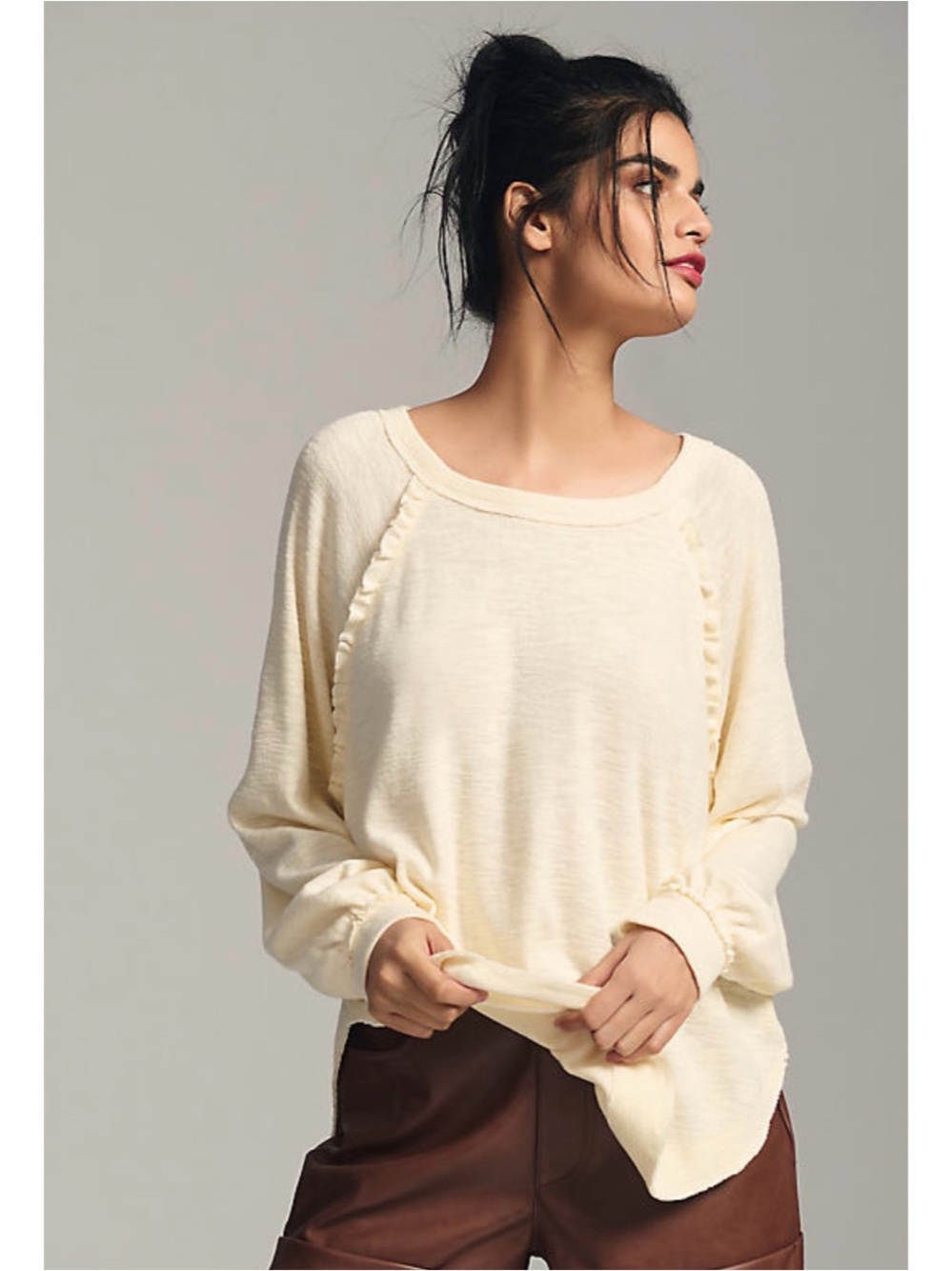 Cream Lightweight Raglan Sleeve Women's Top
